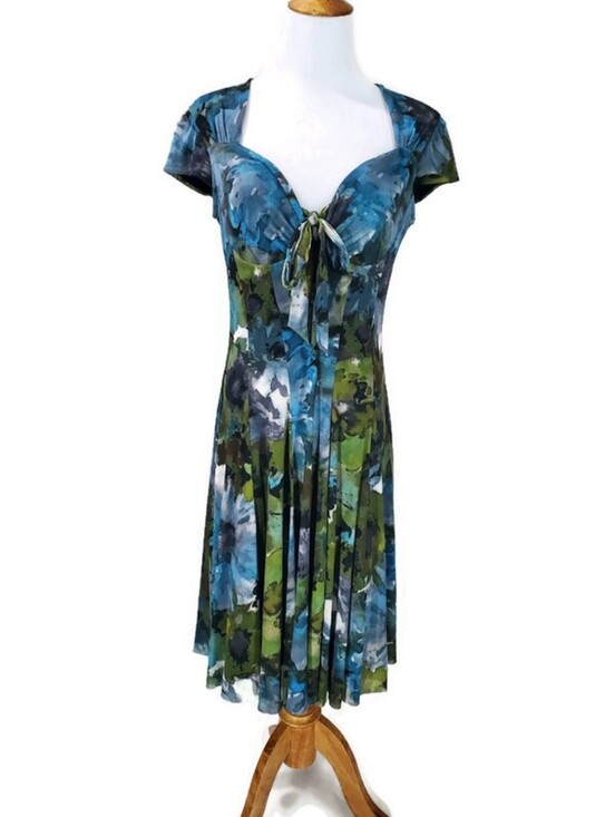 Elana Kattan Dresses & Skirts - ELANA KATTAN floral dress watercolors packable European Vacation mesh stretchy M